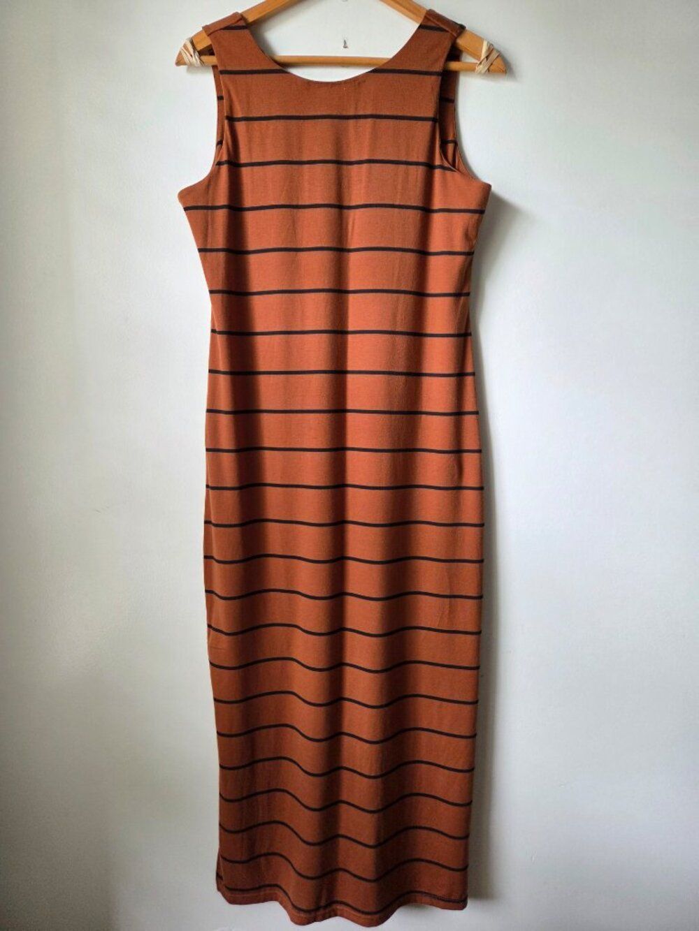 EUC SOUTHERN GRACE & ROSE BROWN BLACK STRIPED SLEEVELESS MAXI DRESS SIZE M